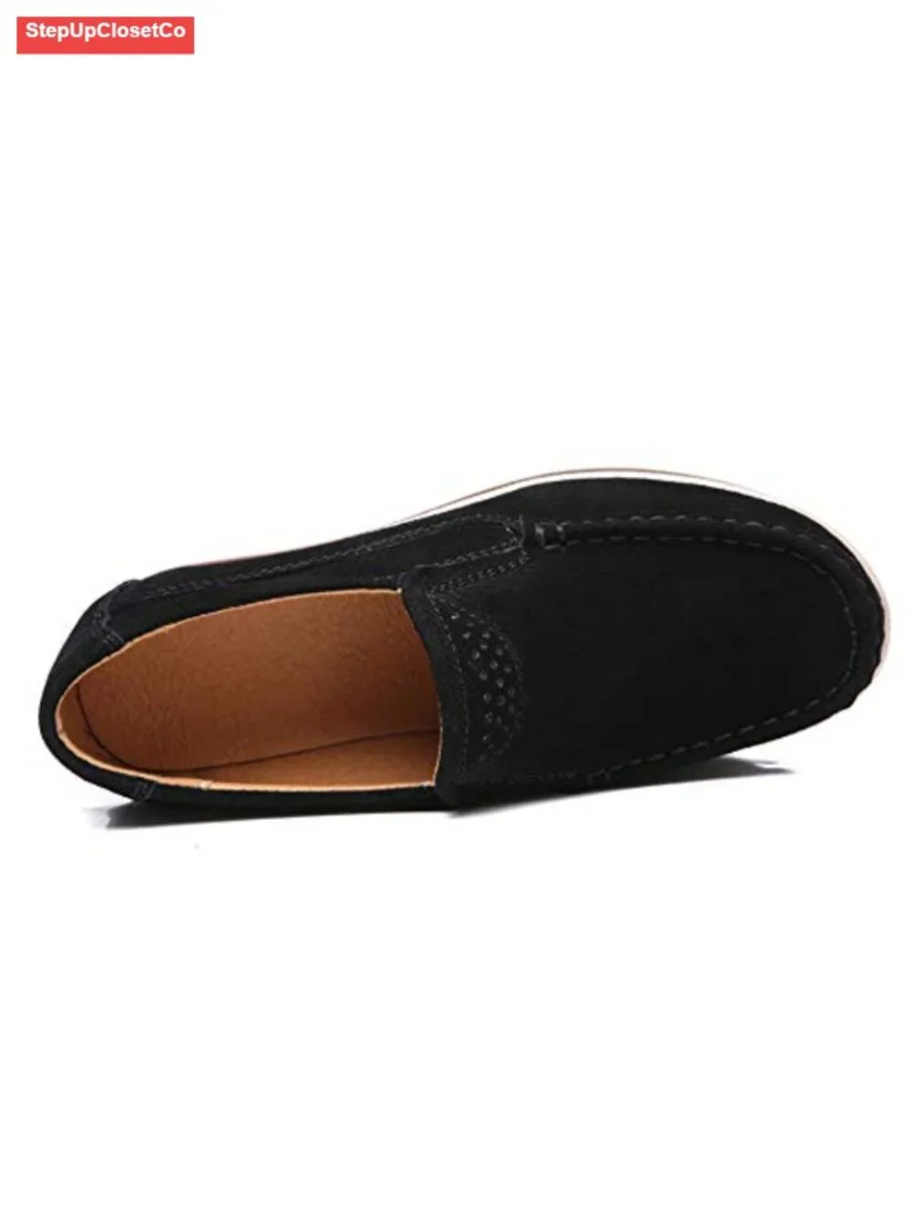 Suede Platform Wedge Slip On Loafers Comfortable Round Toe Work Shoes